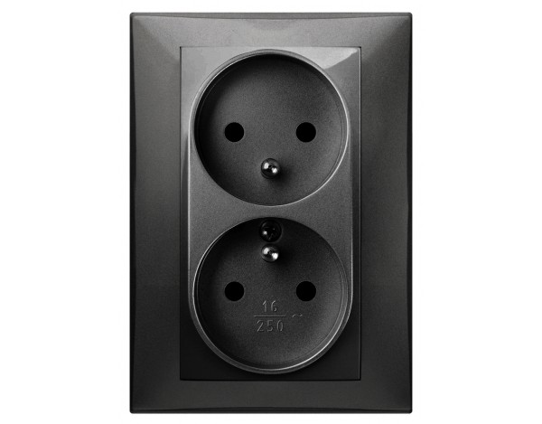 SANTRA GNIAZDO PODWÓJNE 2X2P+Z MONOLIT Z RAMKĄ CZARNY 4135-09